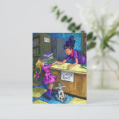 Briefkaart Uitchecken bibliotheek (Staand voorkant)