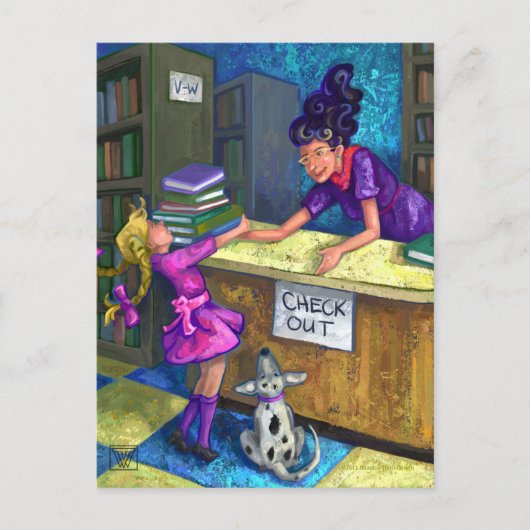 Briefkaart Uitchecken bibliotheek (Voorkant)