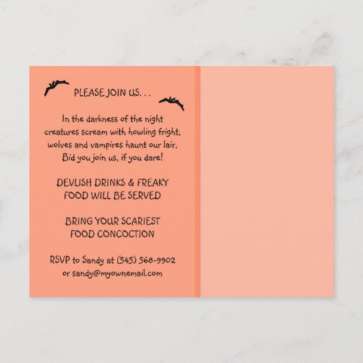 Briefkaart Uitnodiging - Frankenstein & Datum (Achterkant)