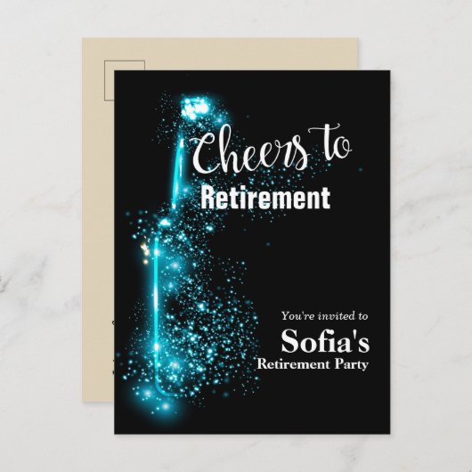 briefkaart - uitnodiging met pensioen (Voorkant / Achterkant)