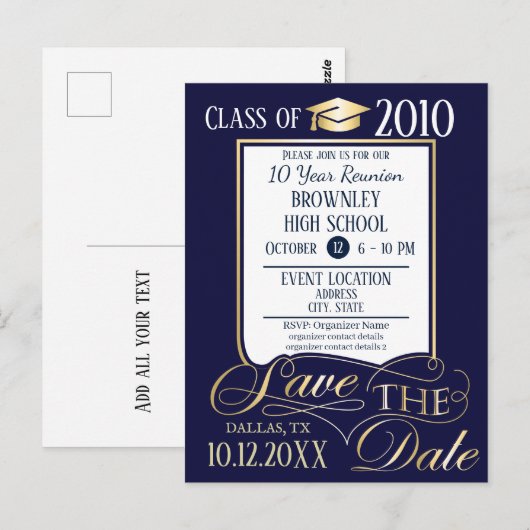 Briefkaart Uitnodiging schoolreünie (Voorkant / Achterkant)