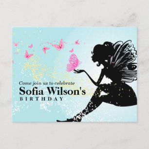 briefkaart uitnodiging voor een vlinderjarig feest