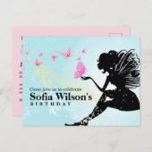 briefkaart uitnodiging voor een vlinderjarig feest (Voorkant / Achterkant)