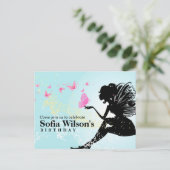 briefkaart uitnodiging voor een vlinderjarig feest (Staand voorkant)