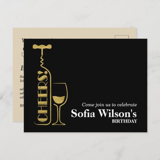 briefkaart uitnodiging voor het verjaardagscadeau (Voorkant / Achterkant)