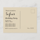 briefkaart uitnodiging voor het verjaardagscadeau  (Achterkant)