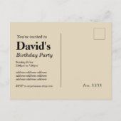 briefkaart-uitnodiging voor het verjaardagscadeau uitnodiging briefkaart (Achterkant)