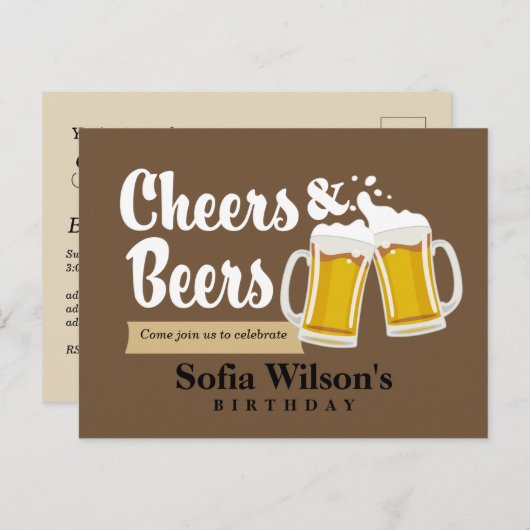 briefkaart-uitnodiging voor het verjaardagscentrum uitnodiging briefkaart (Voorkant / Achterkant)