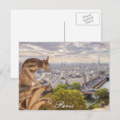 Briefkaart | Uitzicht Gargoyle en Eiffeltoren | Pa (Voorkant / Achterkant)