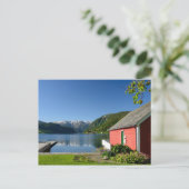 Briefkaart uitzicht Noorse fjord (Staand voorkant)