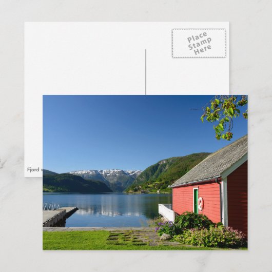 Briefkaart uitzicht Noorse fjord (Voorkant / Achterkant)