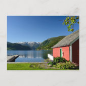 Briefkaart uitzicht Noorse fjord (Voorkant)