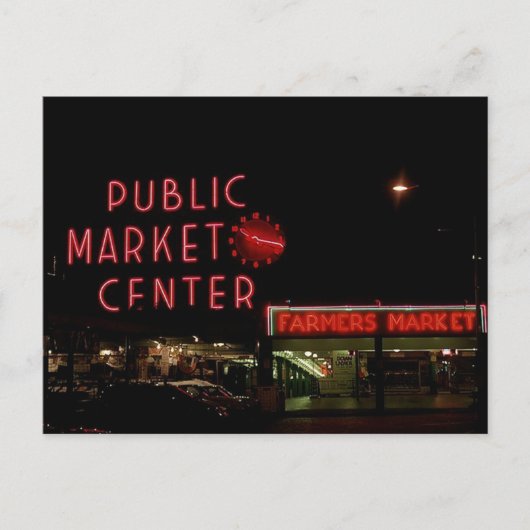 Briefkaart  Uitzicht Pike Place Market Seattle WA (Voorkant)