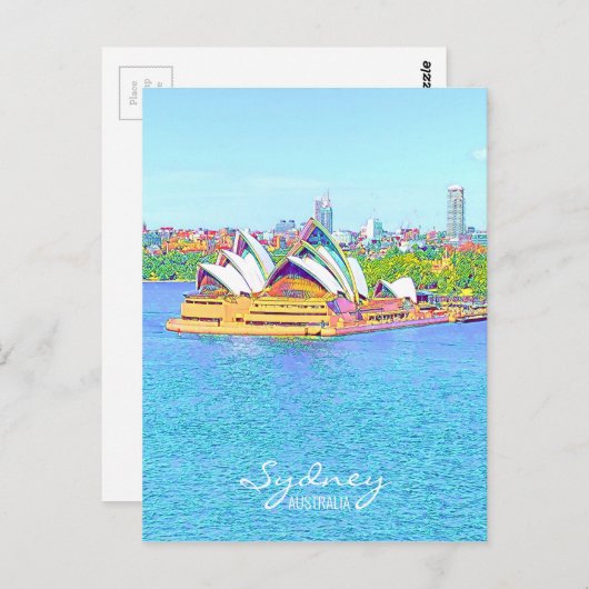 Briefkaart uitzicht van het Opera House Sydney Har (Voorkant / Achterkant)