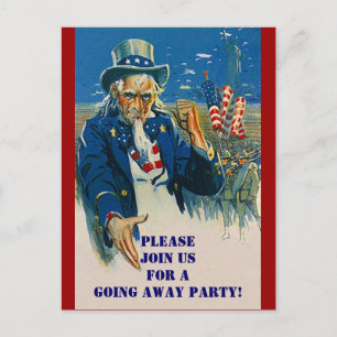  Briefkaart Uncle Sam Patriotic Invitation