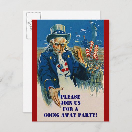 Briefkaart Uncle Sam Patriotic Invitation (Voorkant / Achterkant)