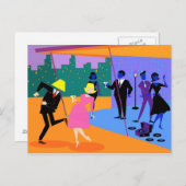 Briefkaart Urban Rooftop Party Retro (Voorkant / Achterkant)