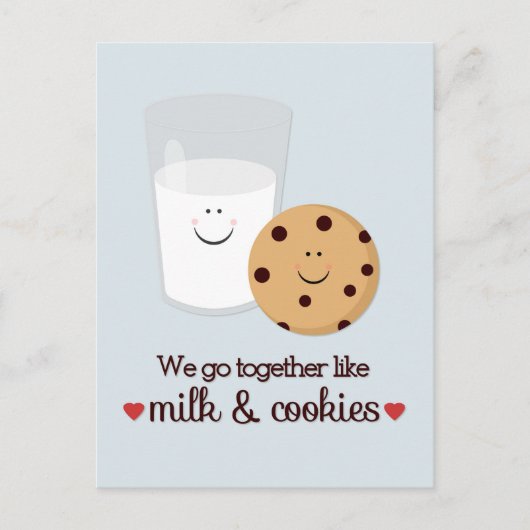 Briefkaart Valentijnsdag van melk en koekjes (Voorkant)