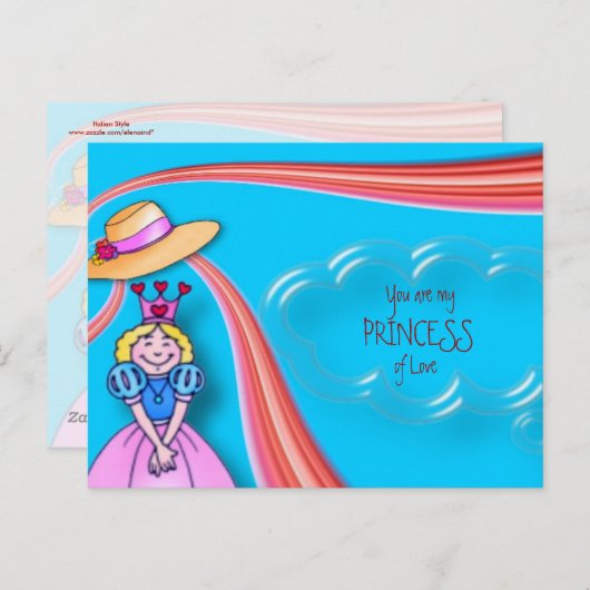 Briefkaart valentijnse Prinses (Voorkant / Achterkant)