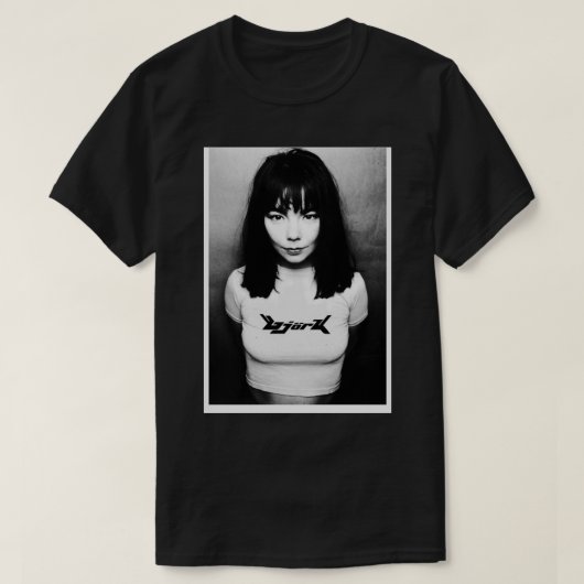 briefkaart van 90 s Black White Björk T-shirt (Design voorkant)