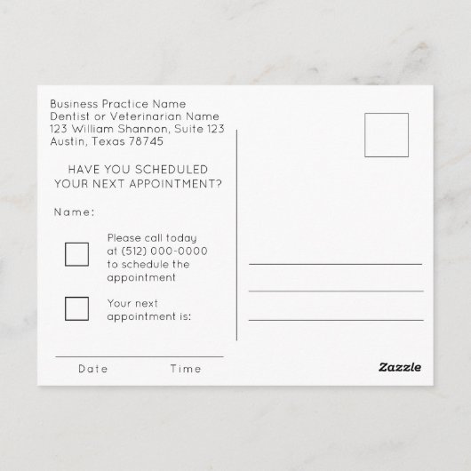 Briefkaart van aanstelling (Achterkant)