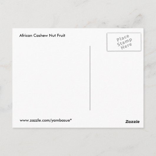 Briefkaart van Afrikaanse Cashew Nut Fruit (Achterkant)