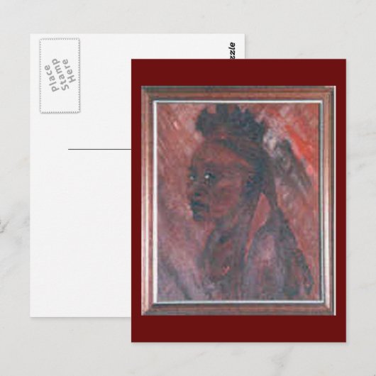 Briefkaart van Afrikaanse Lady Portrait Art (Voorkant / Achterkant)