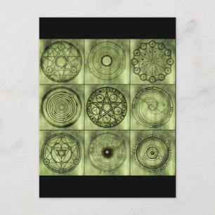briefkaart van alchemistische symbolen