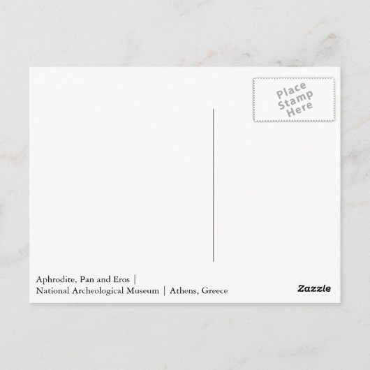 Briefkaart van Aphrodite, Pan en Eros (Achterkant)