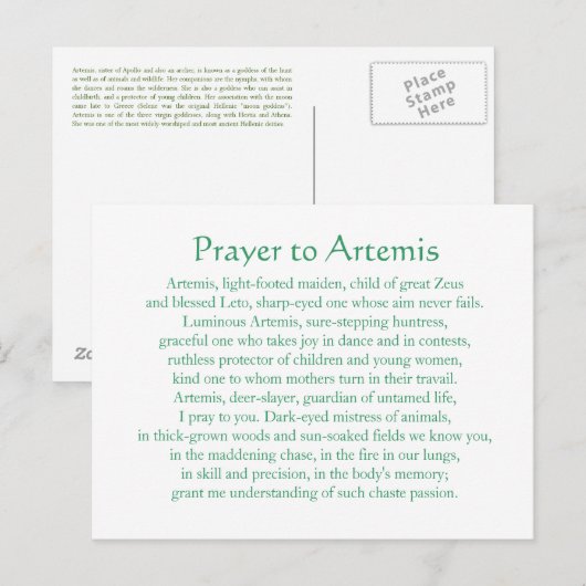 Briefkaart van Artemis (Voorkant / Achterkant)
