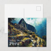 Briefkaart van Artistieke Machu Picchu Peru (Voorkant / Achterkant)