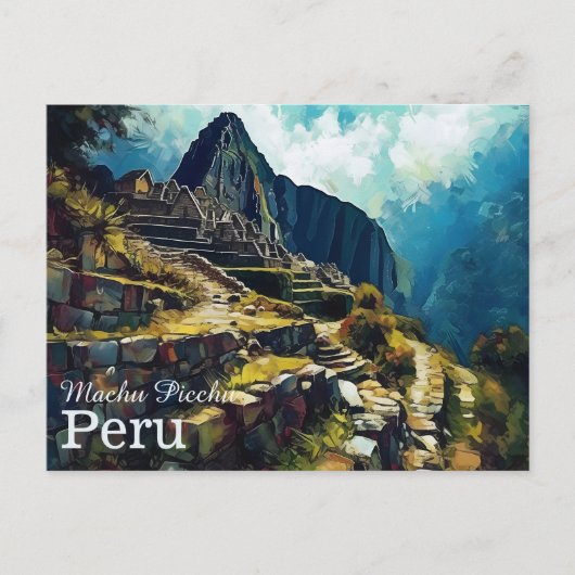 Briefkaart van Artistieke Machu Picchu Peru (Voorkant)