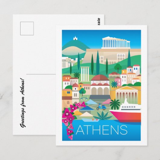 Briefkaart van Athene (Voorkant / Achterkant)