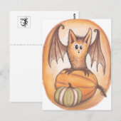 Briefkaart van Bat en Pumpkins Halloween (Voorkant / Achterkant)