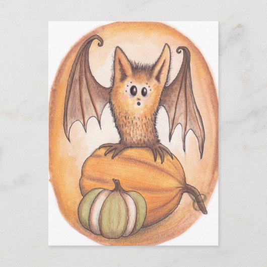Briefkaart van Bat en Pumpkins Halloween (Voorkant)
