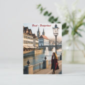  Briefkaart van Bazel en Salzburg – Rijn en (Staand voorkant)