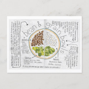 Briefkaart van Bean Grain Bowls recept