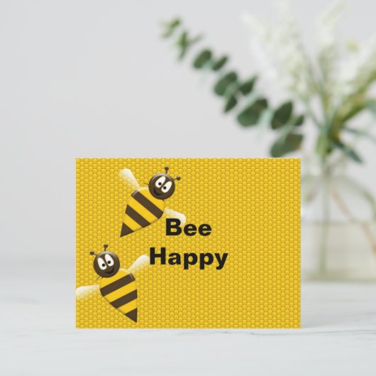 Briefkaart van bee Happy Bumblebee (Staand voorkant)