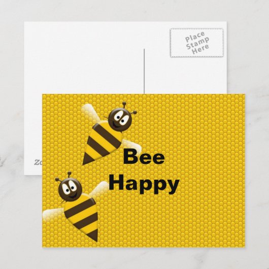 Briefkaart van bee Happy Bumblebee (Voorkant / Achterkant)