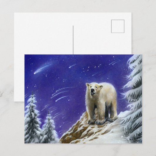 Briefkaart van beer van Noordelijke Lichten (Voorkant / Achterkant)
