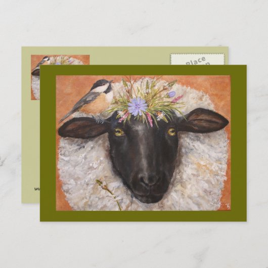 Briefkaart van Belle en Chicky (schaap en cichorei (Voorkant / Achterkant)