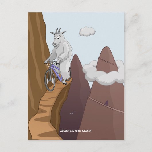 Briefkaart van bergachtige bike Goats (Voorkant)
