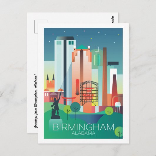 Briefkaart van Birmingham, Alabama (Voorkant / Achterkant)