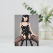 Briefkaart van Black Leather Lingerie Woman (Staand voorkant)
