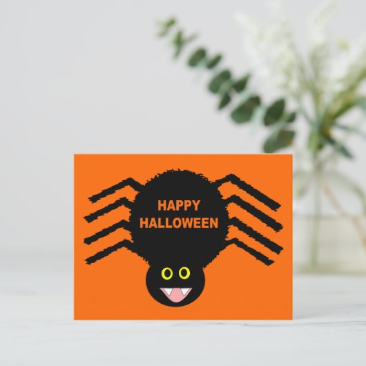 Briefkaart van Black Spider Halloween (Staand voorkant)