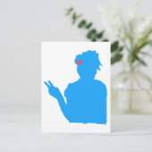 Briefkaart van blauwe dame (Staand voorkant)