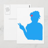 Briefkaart van blauwe dame (Voorkant / Achterkant)