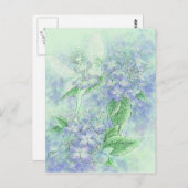 Briefkaart van blauwe hydrangea (Voorkant / Achterkant)