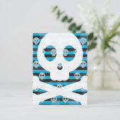 Briefkaart van Blauwe Pirate Skull (Staand voorkant)