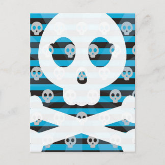 Briefkaart van Blauwe Pirate Skull